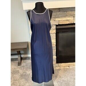 Lauren Ralph Lauren Sleepwear Long Lingerie Nightie Poly Satin Navy Blue Sz M